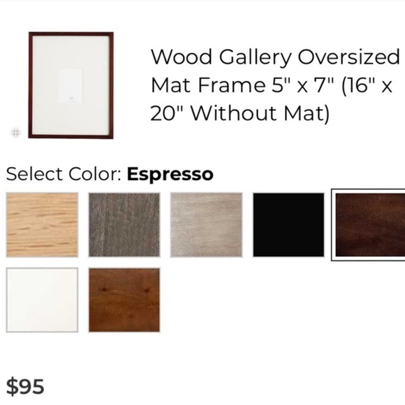 Pottery Barn Wood Gallery Oversized Mat Frame 8x10 in Espresso Brown New In Box! - Picture 2 of 14